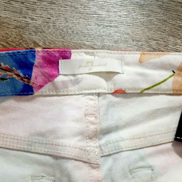 7 for all Mankind Jeans 25 White Floral Slim Skinny Stretch Dress Casual Pants - Picture 8 of 12